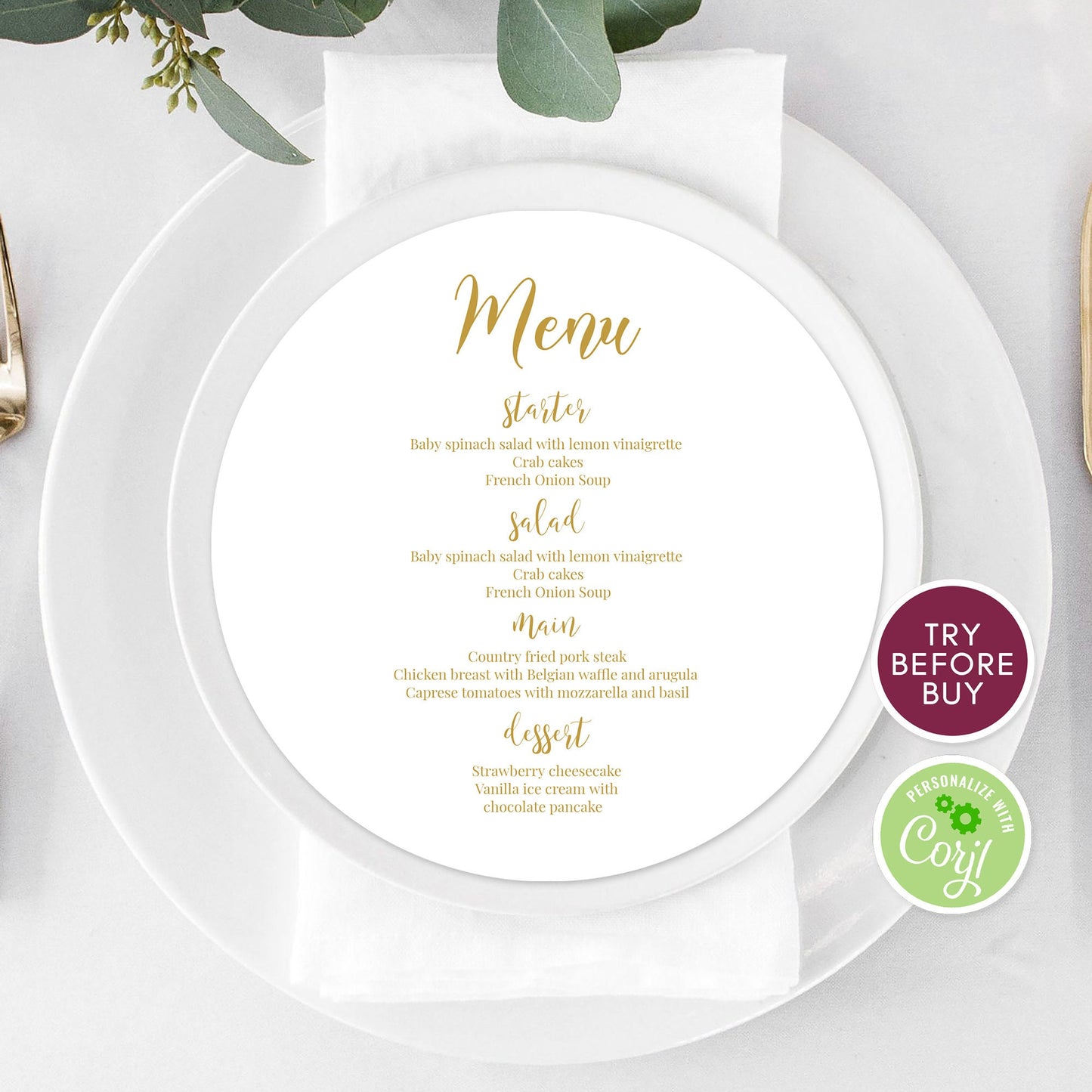 Round Wedding Menu, Editable Gold Wedding Menu, Circle Menu Template, Printable Menu, Calligraphy Wedding Menu, Dinner Menu Download DIY