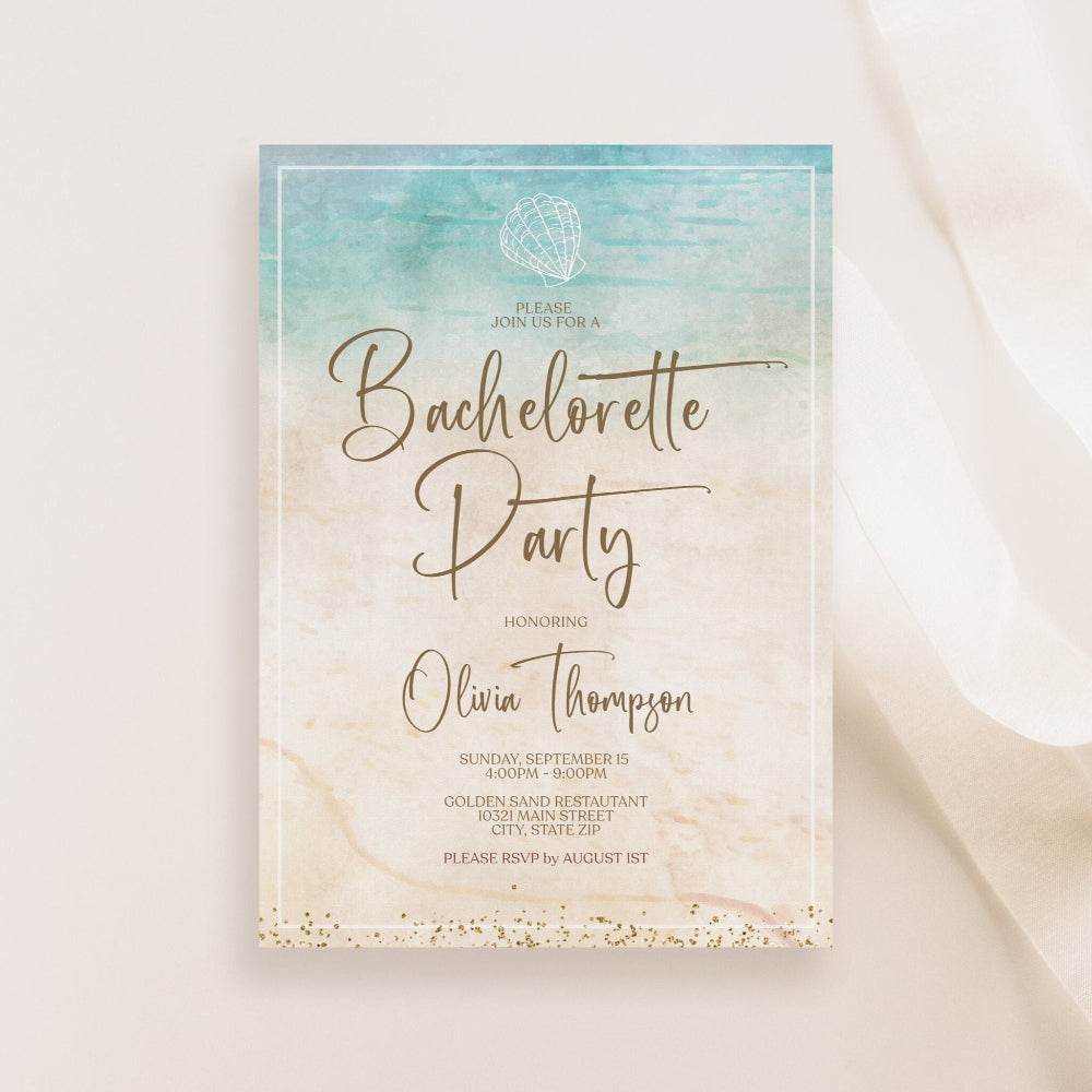 Beach Bachelorette Party Invitation Template – Editable Printable Beach Bachelorette Invite | Digital Beach Party Evite | Instant Download