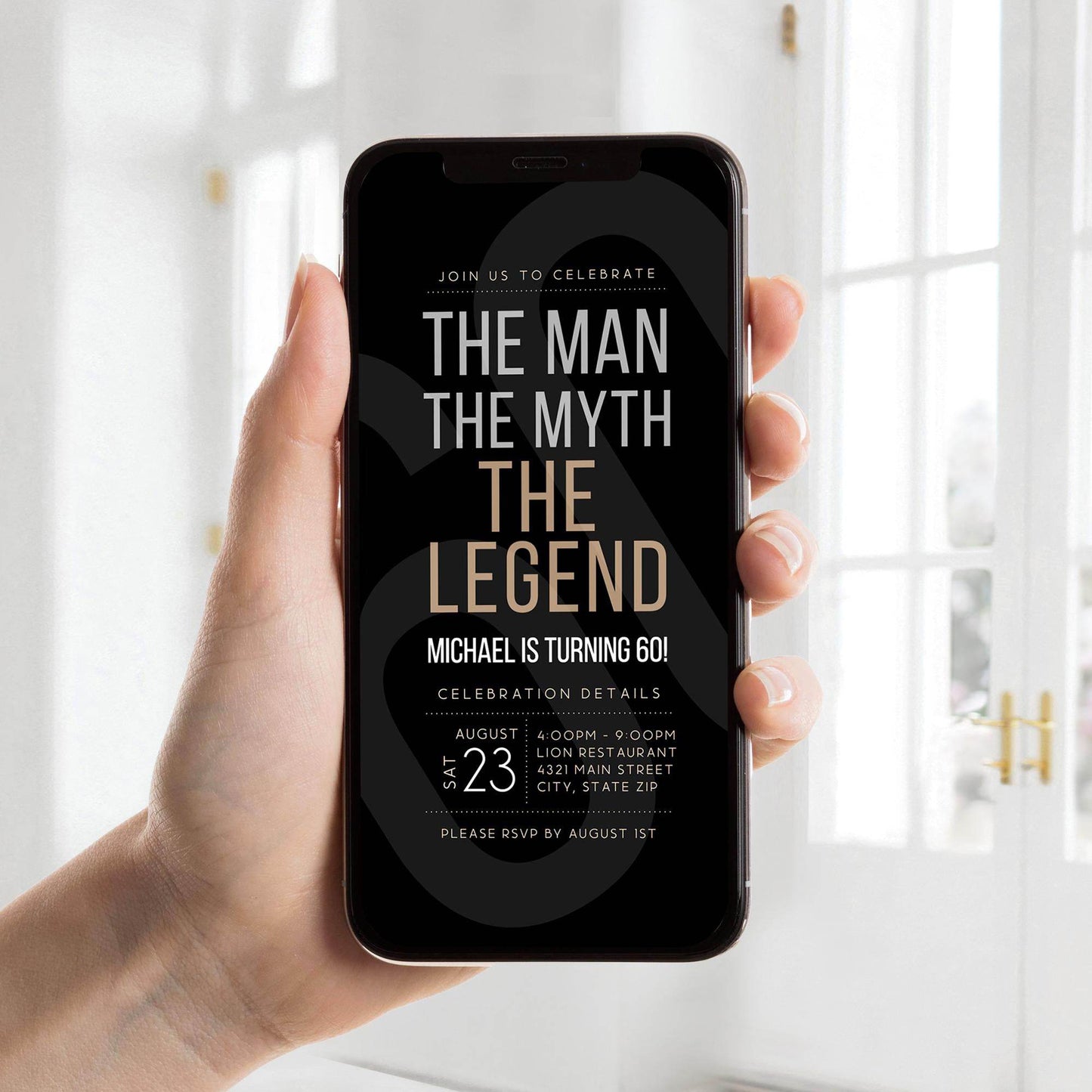 The Man The Myth The Legend Birthday Invitation Template | Digital Editable Mobile Evite | 30th 40th 50th 60th 70th Any Age Invite | Instant Download