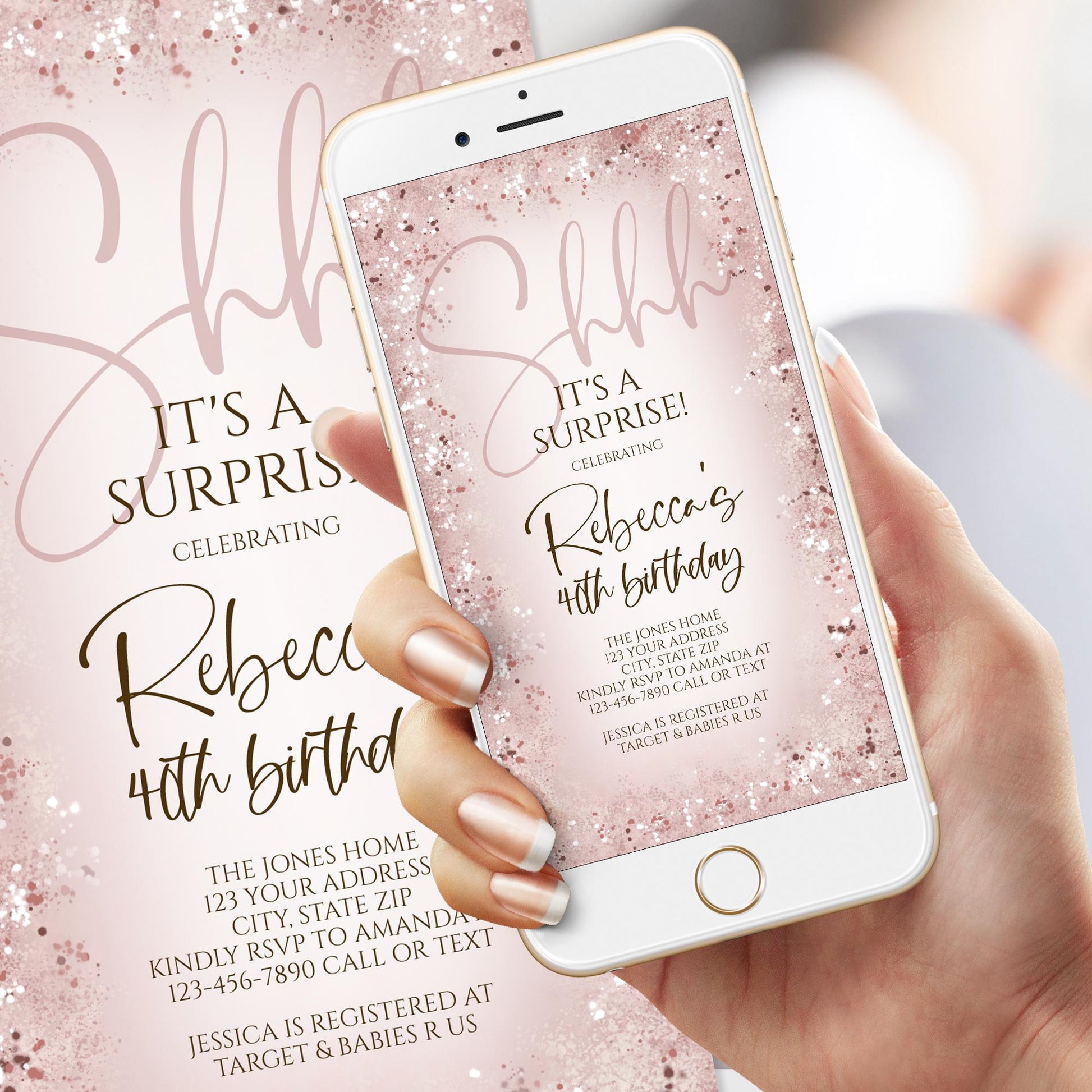Digital Surprise 40th Birthday Evite – Mobile Text Invitation, Editable "Shhh It’s a Surprise" Birthday Invite – Canva Template, Electronic 40th Birthday Invitation – Instant Download Evite, Customizable Forty Birthday Phone Invitation – Text Message Format, Mobile-Friendly 40th Birthday Evite – Surprise Party Design, Digital Email and Text Invitation – Editable 40th Birthday Template, Surprise 40th Birthday Party Evite – Mobile Optimized Invite, Editable Digital Birthday Invitation – Forty Surprise Party