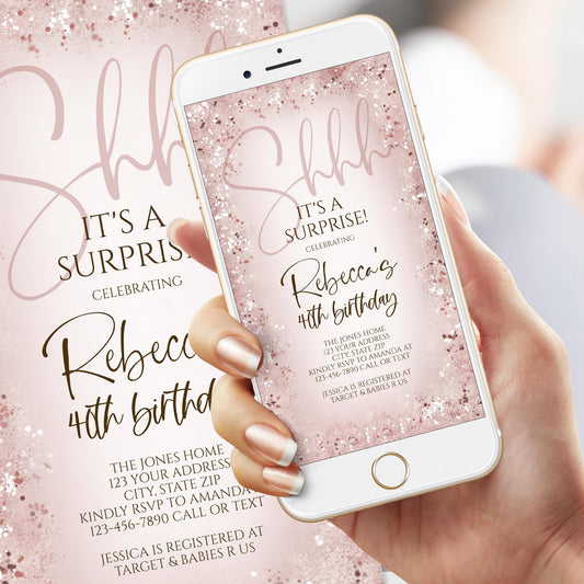 Digital Surprise 40th Birthday Evite – Mobile Text Invitation, Editable "Shhh It’s a Surprise" Birthday Invite – Canva Template, Electronic 40th Birthday Invitation – Instant Download Evite, Customizable Forty Birthday Phone Invitation – Text Message Format, Mobile-Friendly 40th Birthday Evite – Surprise Party Design, Digital Email and Text Invitation – Editable 40th Birthday Template, Surprise 40th Birthday Party Evite – Mobile Optimized Invite, Editable Digital Birthday Invitation – Forty Surprise Party