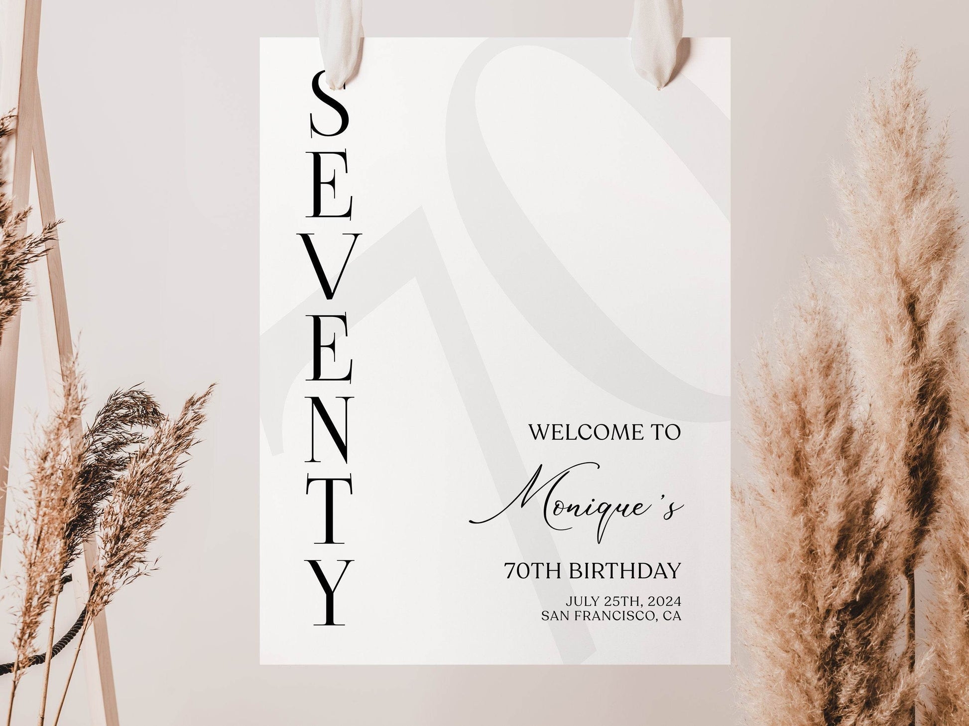Simple 70th Birthday Welcome Sign Template, Minimalist Printable Birthday Welcome Poster, Editable Seventy Birthday Welcome Sign, Instant Download