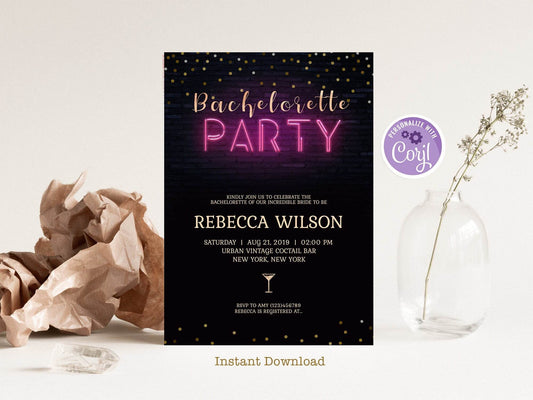 Bachelorette Party Invitation with Itinerary, Editable Bachelorette Weekend Invite, Printable Template, DIY Text Message or Print Evite