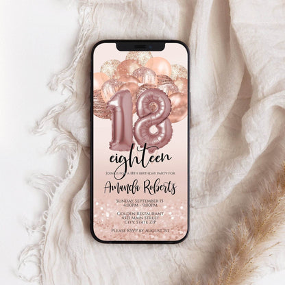 18th Birthday Text Invitation Template – Editable Digital Phone Invite – Modern Electronic Birthday Evite – Instant Download