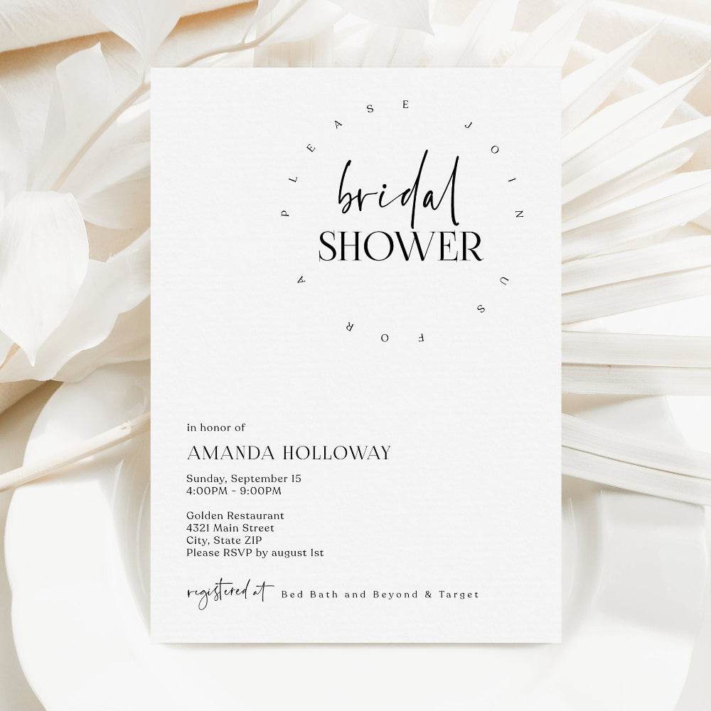 Minimalist Bridal Shower Invitation Template – Simple Editable Bridal Shower Invite | Printable Email & Text Message Digital Invitation | Instant Download