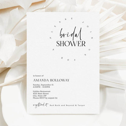 Minimalist Bridal Shower Invitation Template – Simple Editable Bridal Shower Invite | Printable Email & Text Message Digital Invitation | Instant Download