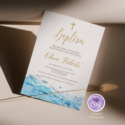 Water Baptism Invitation – Editable Boy or Girl Template