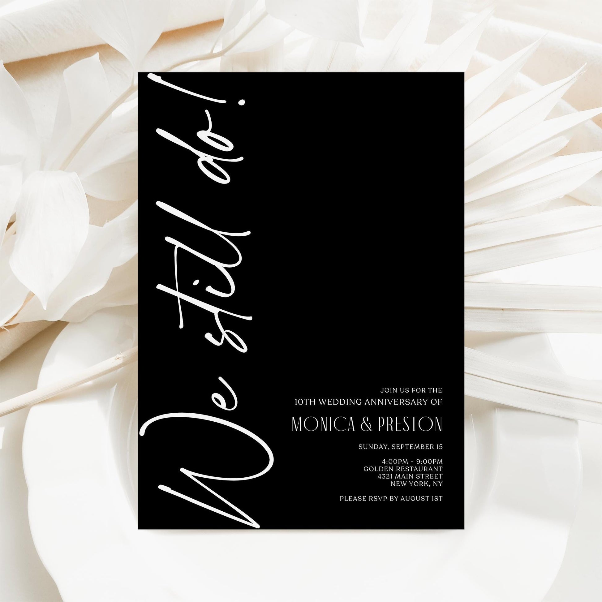 We Still Do Anniversary Invitation Template, Editable Minimalist Black Wedding Invite, Printable Celebration Dinner Card, Email & Text Evite, Instant Download