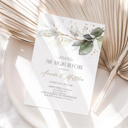 The Night Before Rehearsal Dinner Invitation | Greenery Wedding Rehearsal Template | Editable Digital Invite | Text Message or Email Evite