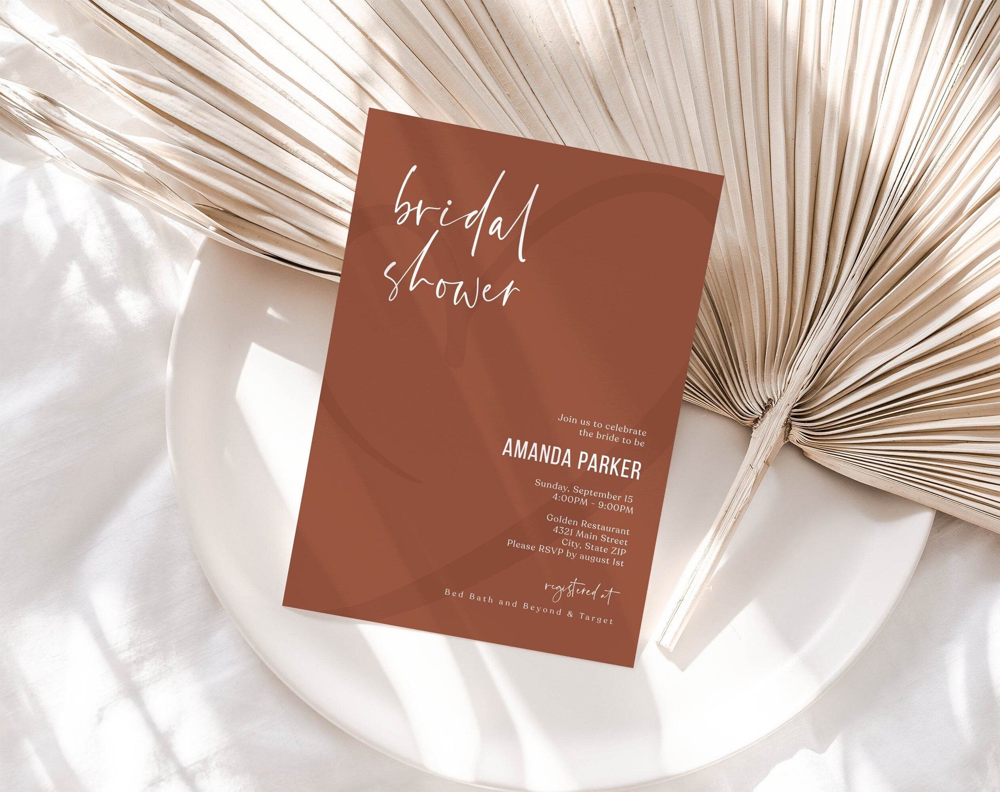 Desert Boho Bridal Shower Invitation Template – Editable Terracotta Wedding Shower Invite | Printable Boho Bridal Card | Instant Digital Download