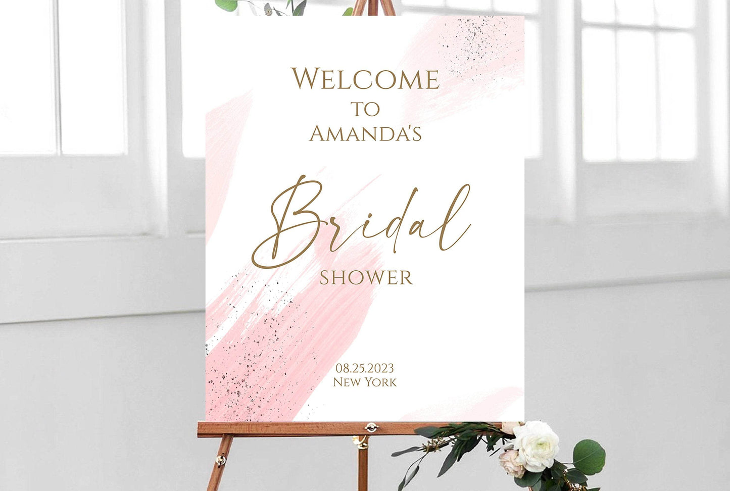 Printable Bridal Shower Welcome Sign, Blush Pink Watercolor Welcome Sign Template, Calligraphy Bridal Shower Editable Sign, Instant Download