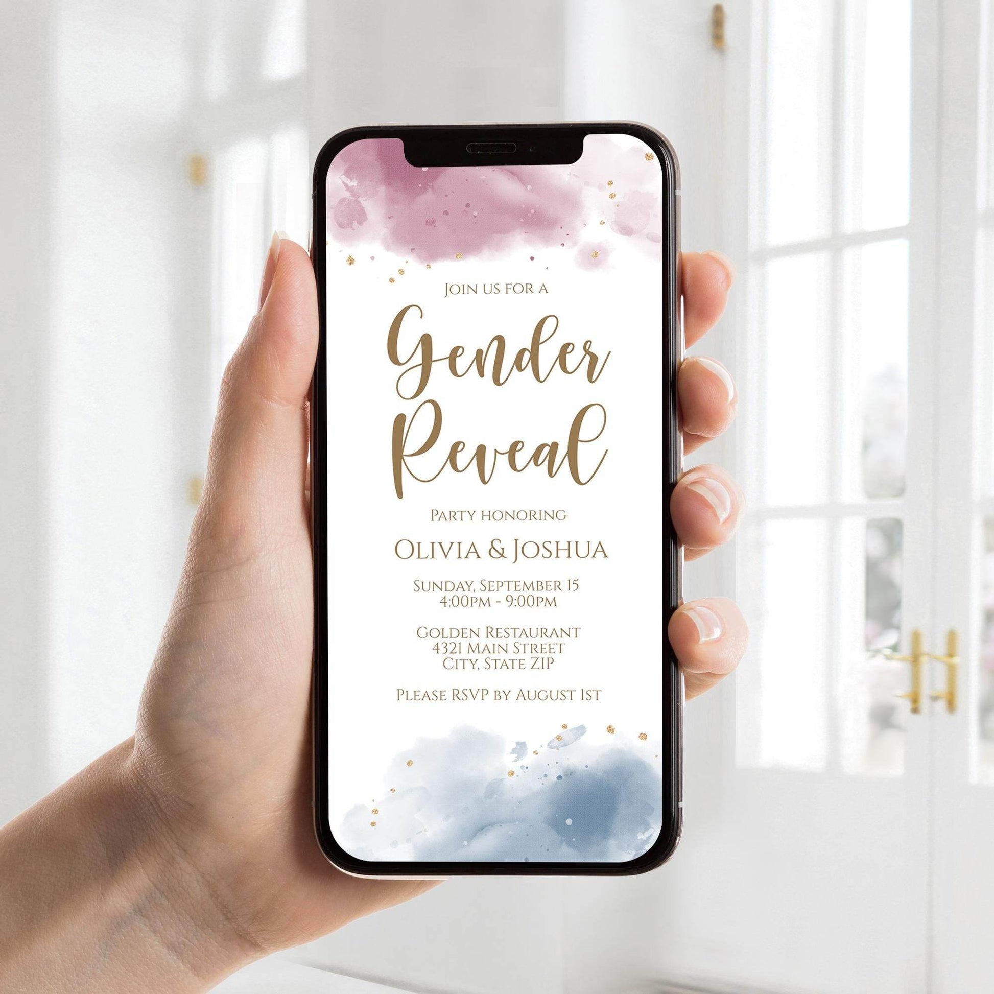 Gender Reveal Invite Digital Template, Boy Or Girl Party Invitation, Blue or Pink Gender Party, Electronic Gender Reveal Text Message Evite