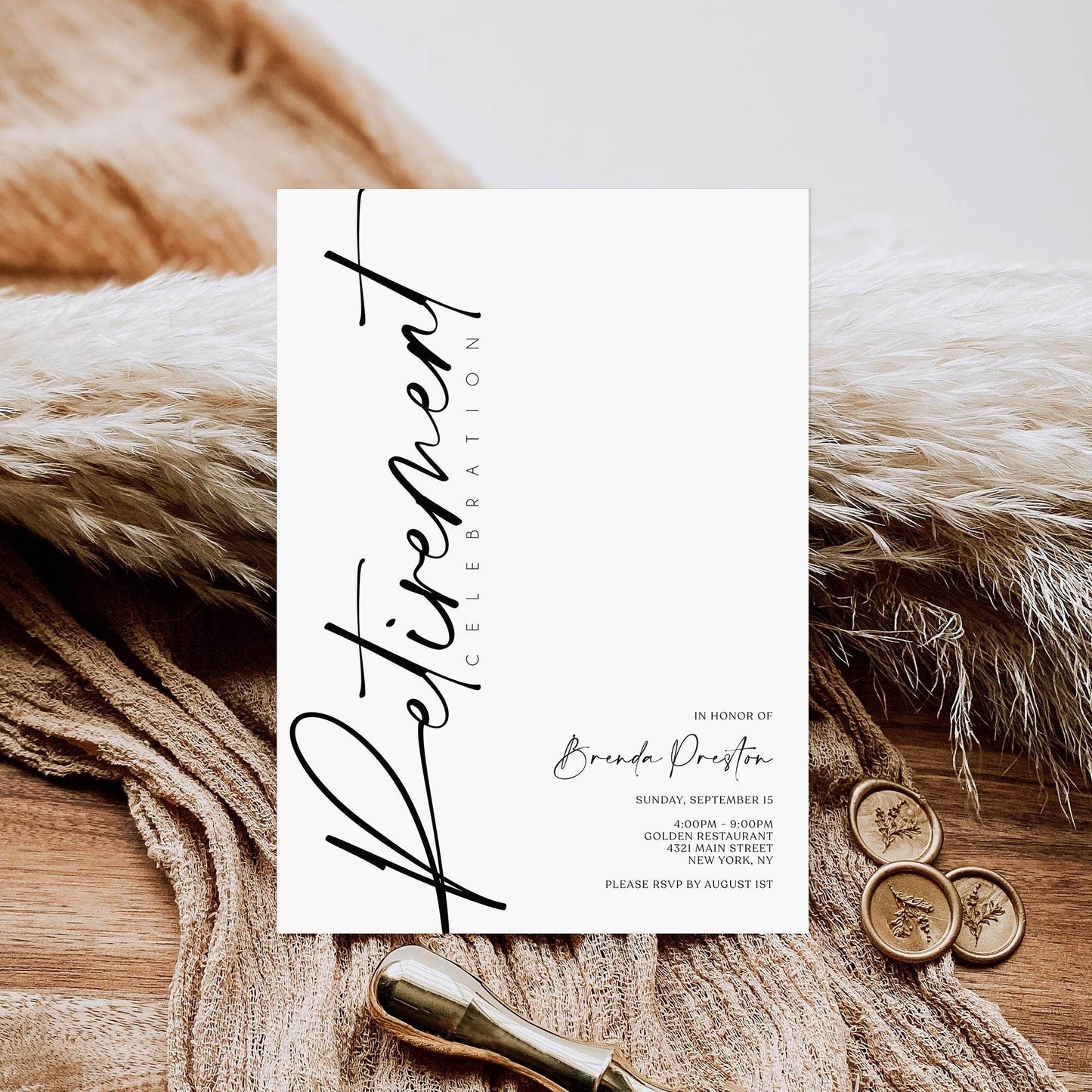 Retirement Party Invitation Template | Editable Minimalist Invite | Digital Retirement Card | Printable Farewell Party Invitation | Instant Download