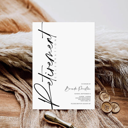 Retirement Party Invitation Template | Editable Minimalist Invite | Digital Retirement Card | Printable Farewell Party Invitation | Instant Download
