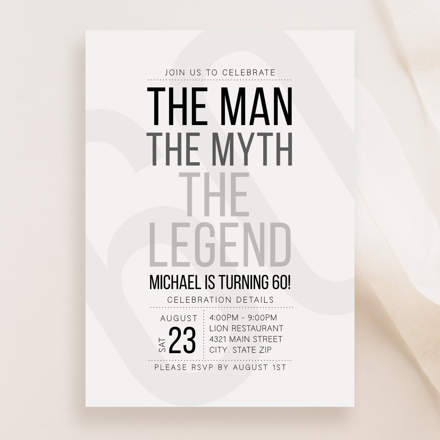 The Man The Myth The Legend Birthday Invitation Template Download