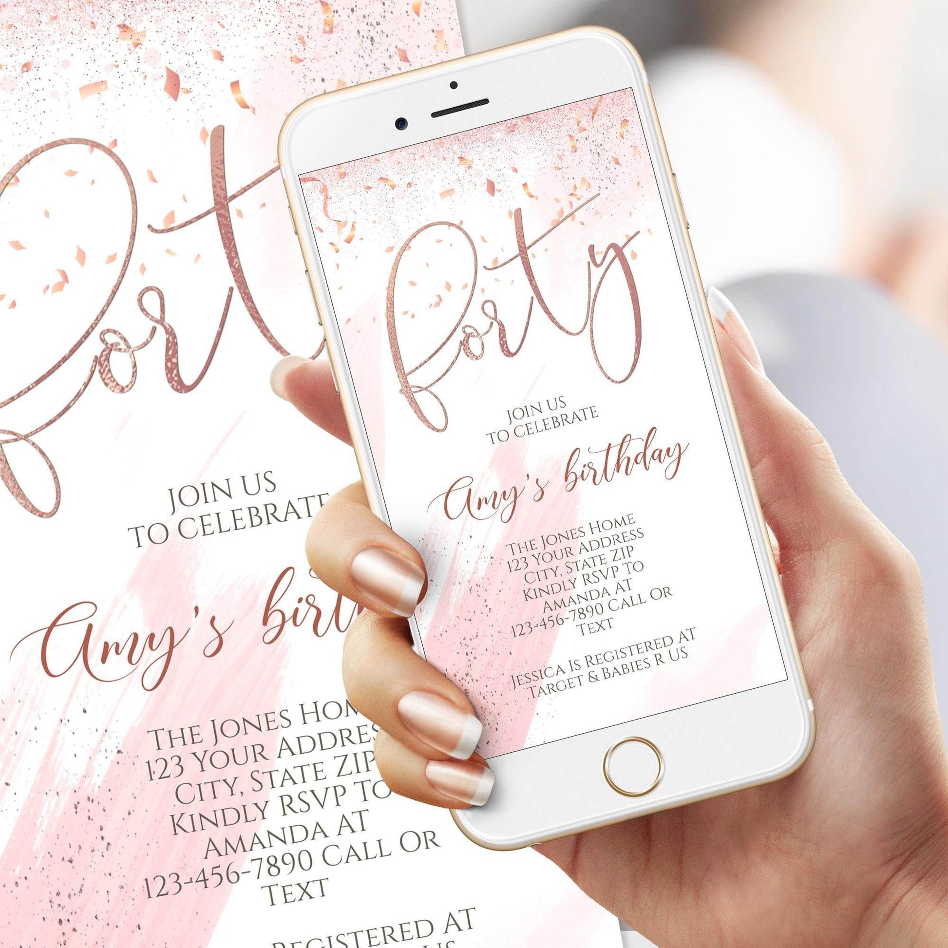 Electronic 40th Birthday Text Invitation Template – Editable Forty Digital Invite – Phone Birthday Party Invitation – Instant Download Digital File