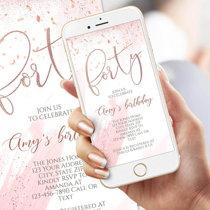 Electronic 40th Birthday Text Invitation Template – Editable Forty Digital Invite – Phone Birthday Party Invitation – Instant Download Digital File