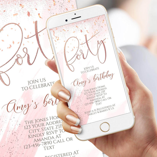 Electronic 40th Birthday Text Invitation Template – Editable Forty Digital Invite – Phone Birthday Party Invitation – Instant Download Digital File