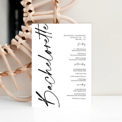 Printable Bachelorette Weekend Itinerary Template, Editable Hens Party Schedule, Minimalist Weekend Planner, Instant Download