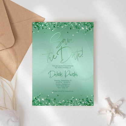 Mint Save the Date Birthday Invitation Template | Editable Any Age Party Invite | Printable Birthday Card | Text Message or Email | Instant Download