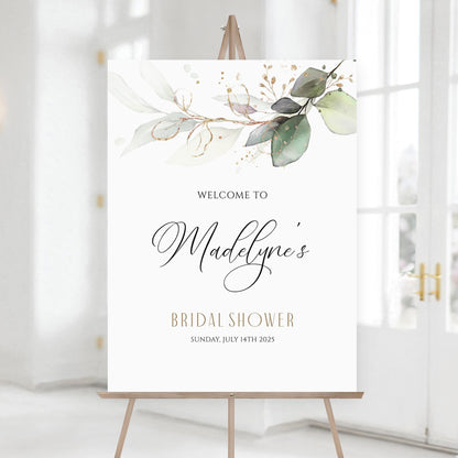 Editable Bridal Shower Welcome Sign Template, Greenery Eucalyptus Bridal Shower Welcome Poster, Greenery bride to be welcome Board, Digital