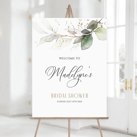 Editable Bridal Shower Welcome Sign Template, Greenery Eucalyptus Bridal Shower Welcome Poster, Greenery bride to be welcome Board, Digital
