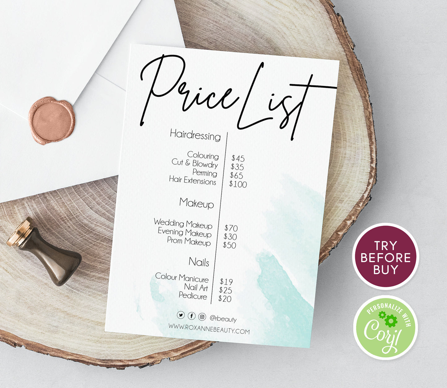 Price List Editable Template, Business Price List Template, Editable Price Guide DIY, Pricing Sheet Beauty Salon Template, Instant Download