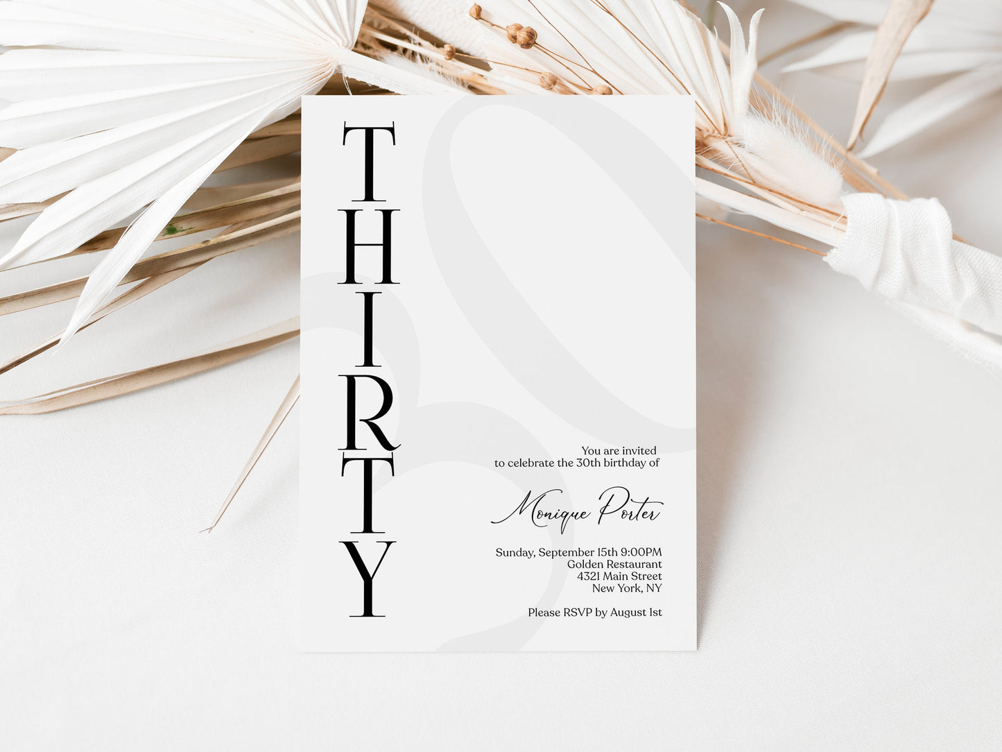 30th Birthday Invitation Template - Minimalist Design | Instant Download