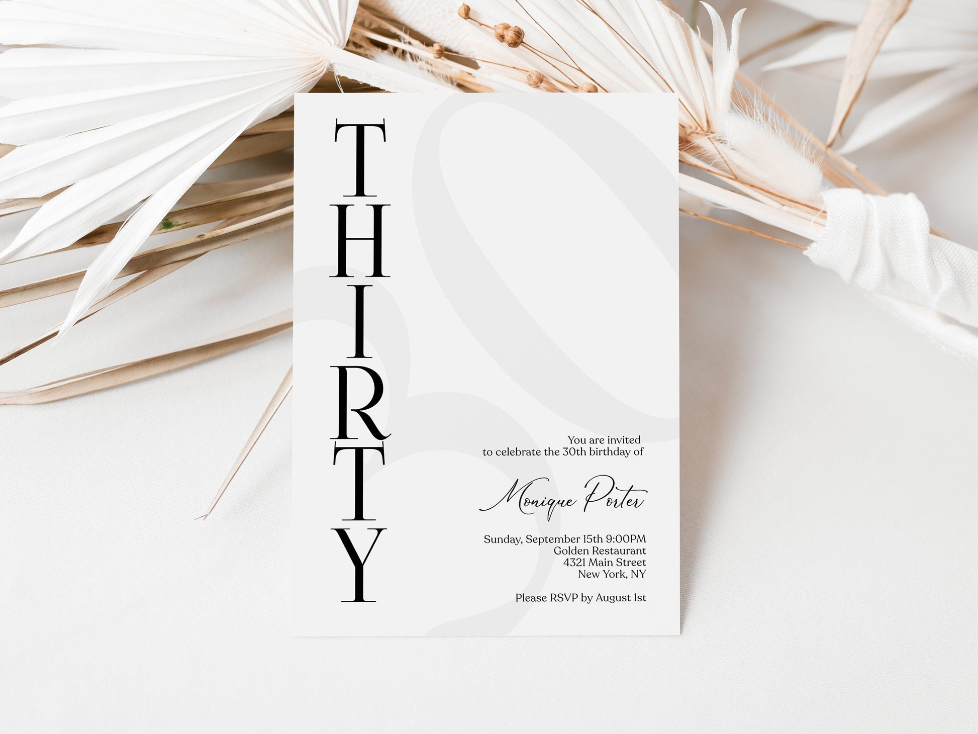 30th Birthday Invitation Template - Minimalist Design | Instant Download