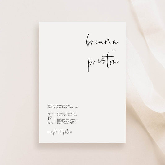 Printable Minimalist Wedding Invitation Template – Editable Simple Modern Wedding Invite | Clean Digital Template | Instant Download
