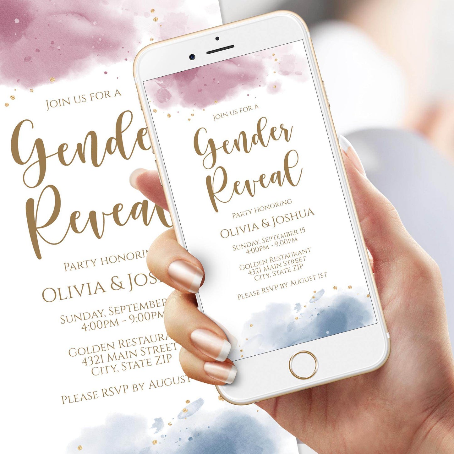 Gender Reveal Invite Digital Template, Boy Or Girl Party Invitation, Blue or Pink Gender Party, Electronic Gender Reveal Text Message Evite