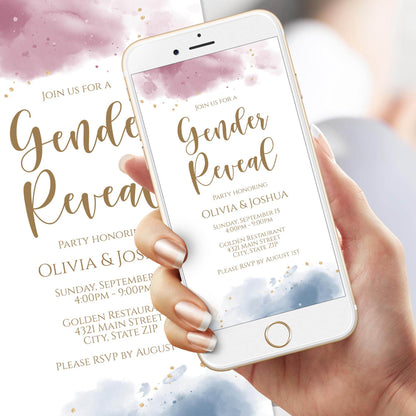Gender Reveal Invite Digital Template, Boy Or Girl Party Invitation, Blue or Pink Gender Party, Electronic Gender Reveal Text Message Evite