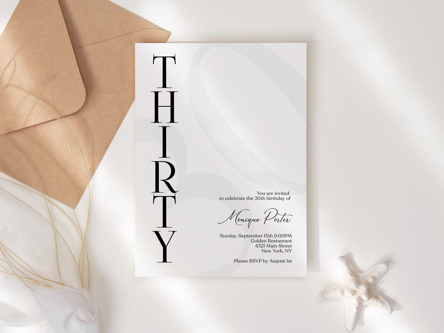 30th Birthday Invitation Template - Minimalist Design | Instant Download