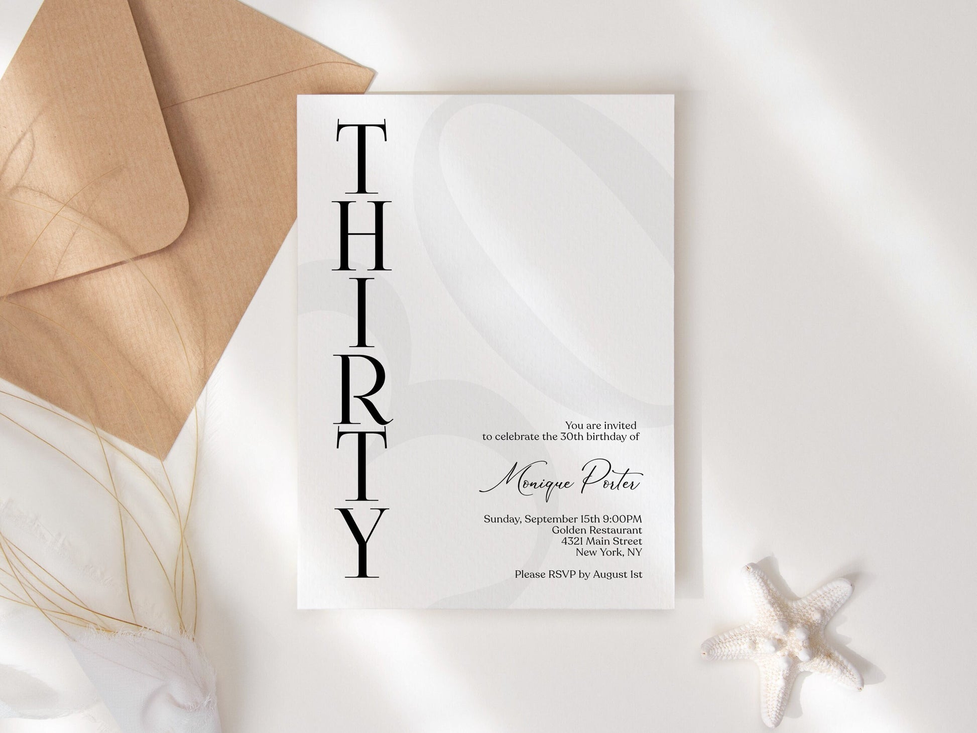 30th Birthday Invitation Template - Minimalist Design | Instant Download