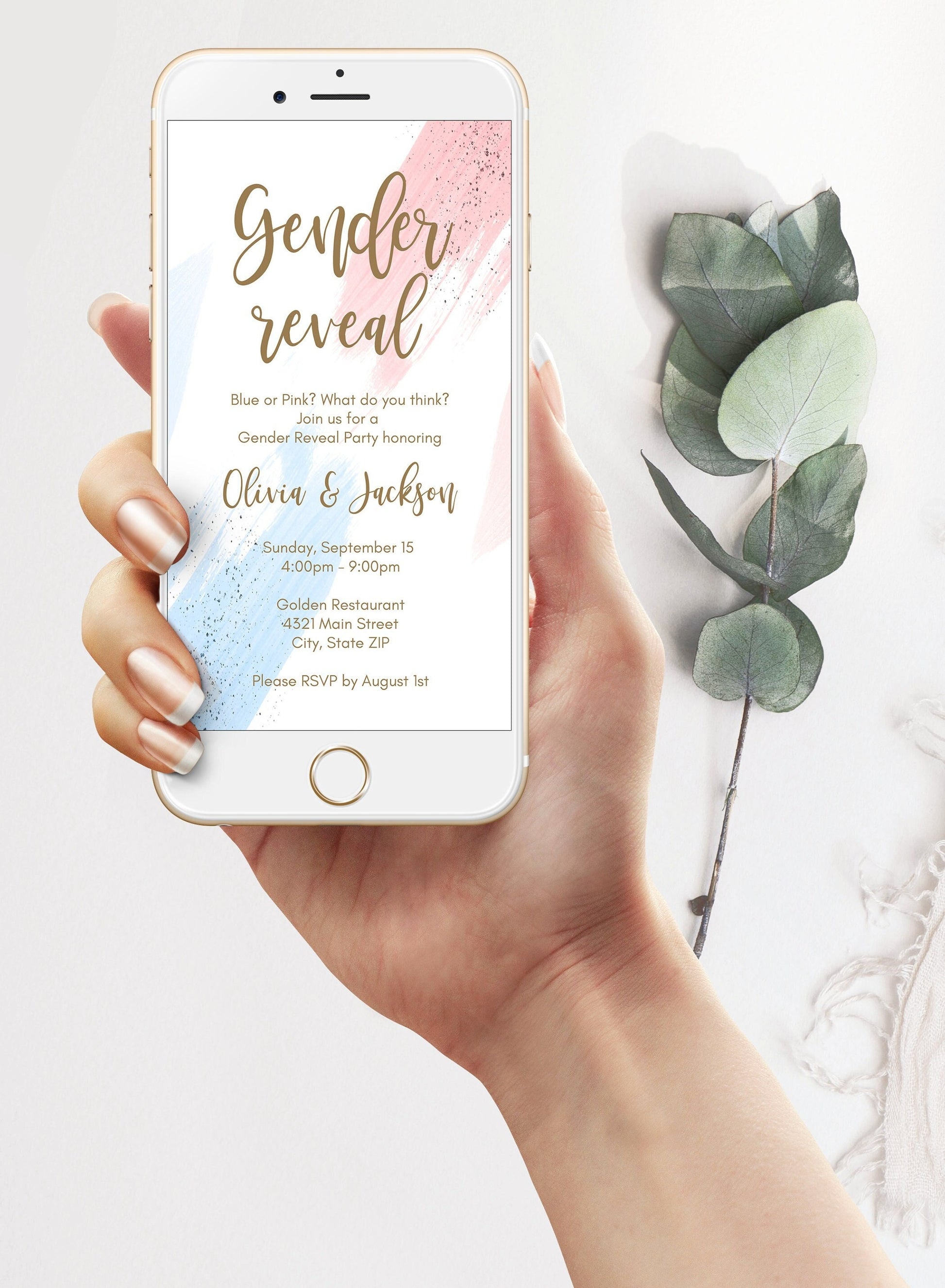 Gender Reveal Invite Digital Template, Boy Or Girl Party Invitation, Blue or Pink What do you think, Electronic Gender Reveal Invitation