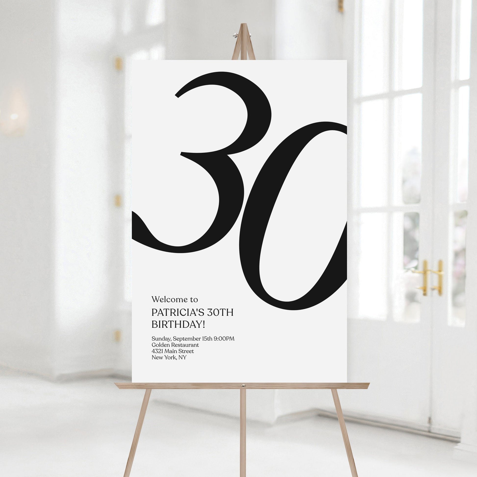 30th Birthday Welcome Sign Template | Printable Modern Party Welcome Poster | Editable 30th Birthday Sign | Instant Download Digital File