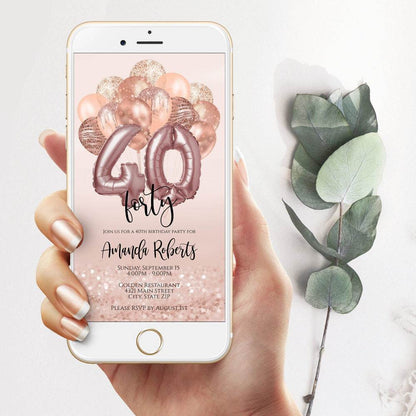 40th Birthday Electronic Invite – Editable Forty Smartphone Invitation | Text Message Evite | DIY Corjl Digital Template | Instant Download