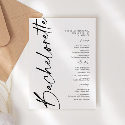 Printable Bachelorette Weekend Itinerary Template, Editable Hens Party Schedule, Minimalist Weekend Planner, Instant Download