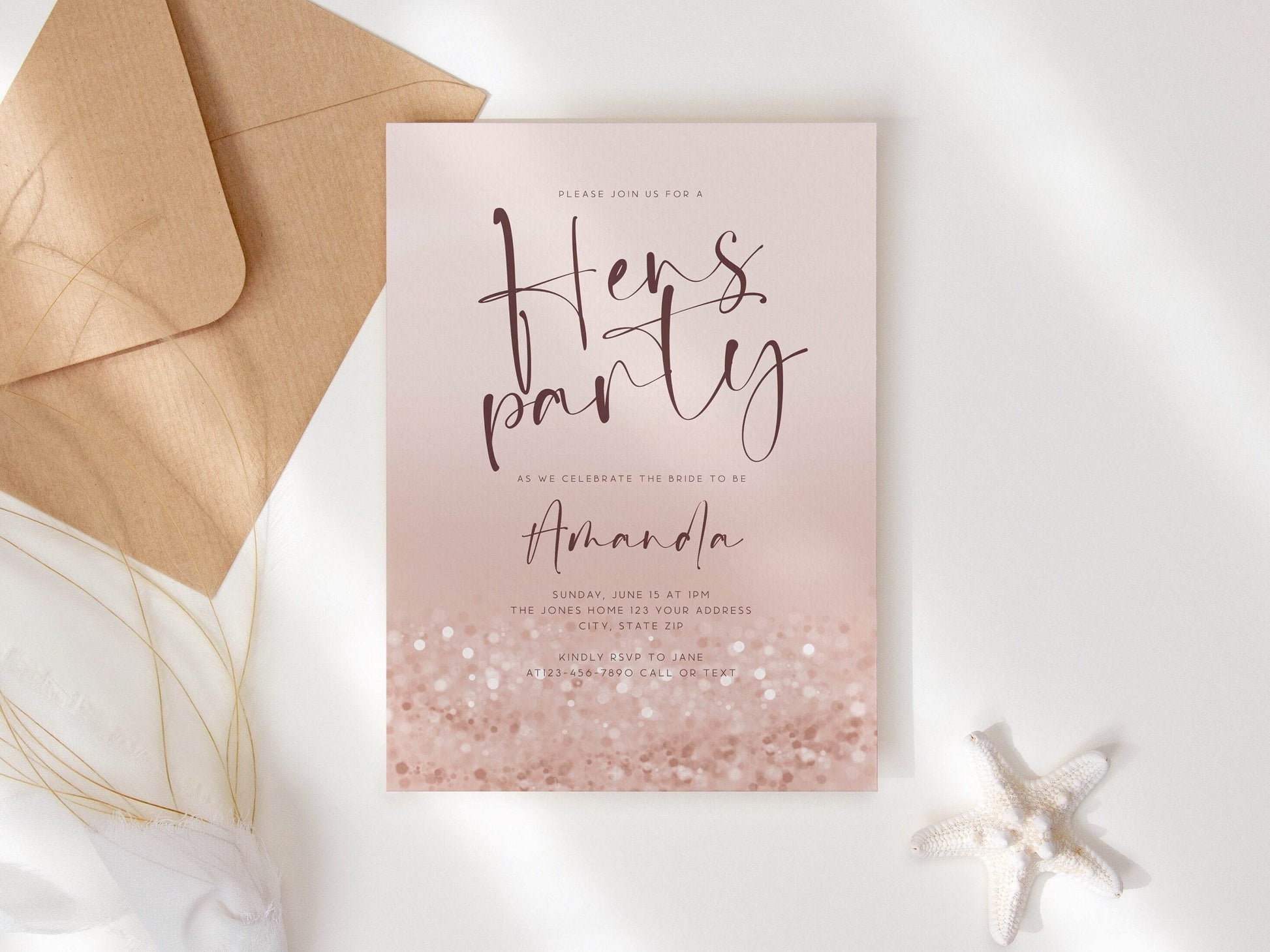 Printable Hens Party Invitation Template, Editable Bachelorette Invitation, Bachelorette Digital Invite, DIY Text Message Hens Party Invite