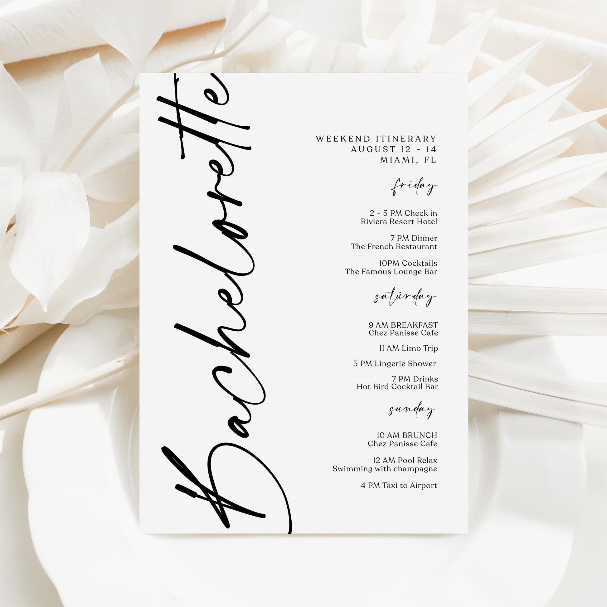 Printable Bachelorette Weekend Itinerary Template, Editable Hens Party Schedule, Minimalist Weekend Planner, Instant Download