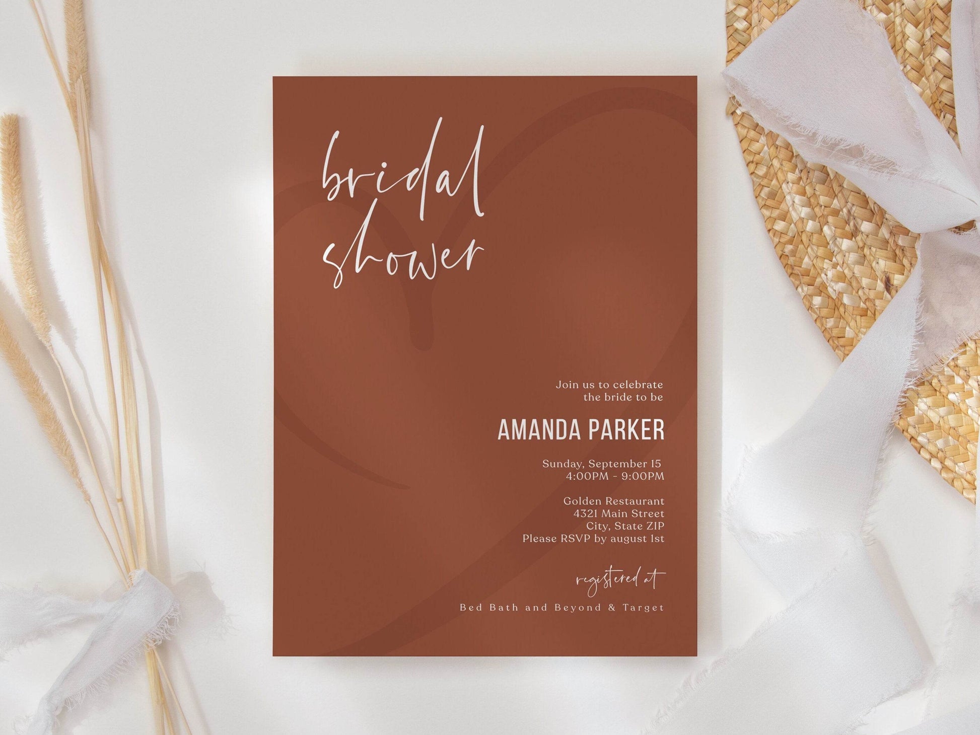 Desert Boho Bridal Shower Invitation Template – Editable Terracotta Wedding Shower Invite | Printable Boho Bridal Card | Instant Digital Download