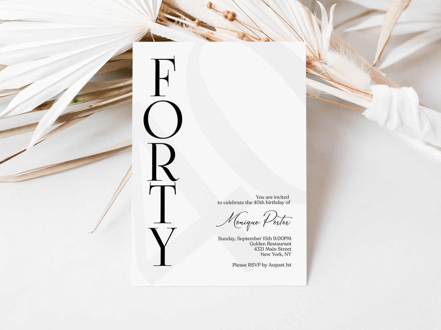 40th Birthday Invitation Template - Elegant & Editable | Instant Download