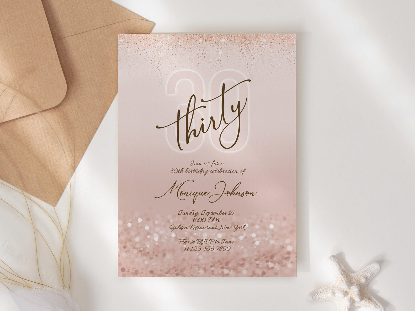 Printable 30th Thirty Birthday Invitation Template, Editable Thirty & Fabulous Birthday Invite, Ladies Surprise Dinner Party, Birthday Card