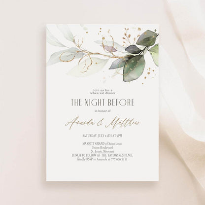 The Night Before Rehearsal Dinner Invitation | Greenery Wedding Rehearsal Template | Editable Digital Invite | Text Message or Email Evite