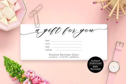 Gift Certificate, Editable Gift Card, Printable Gift Voucher, Shop Gift Card, Modern Gift Certificate Template, Gift Coupon Download DIY