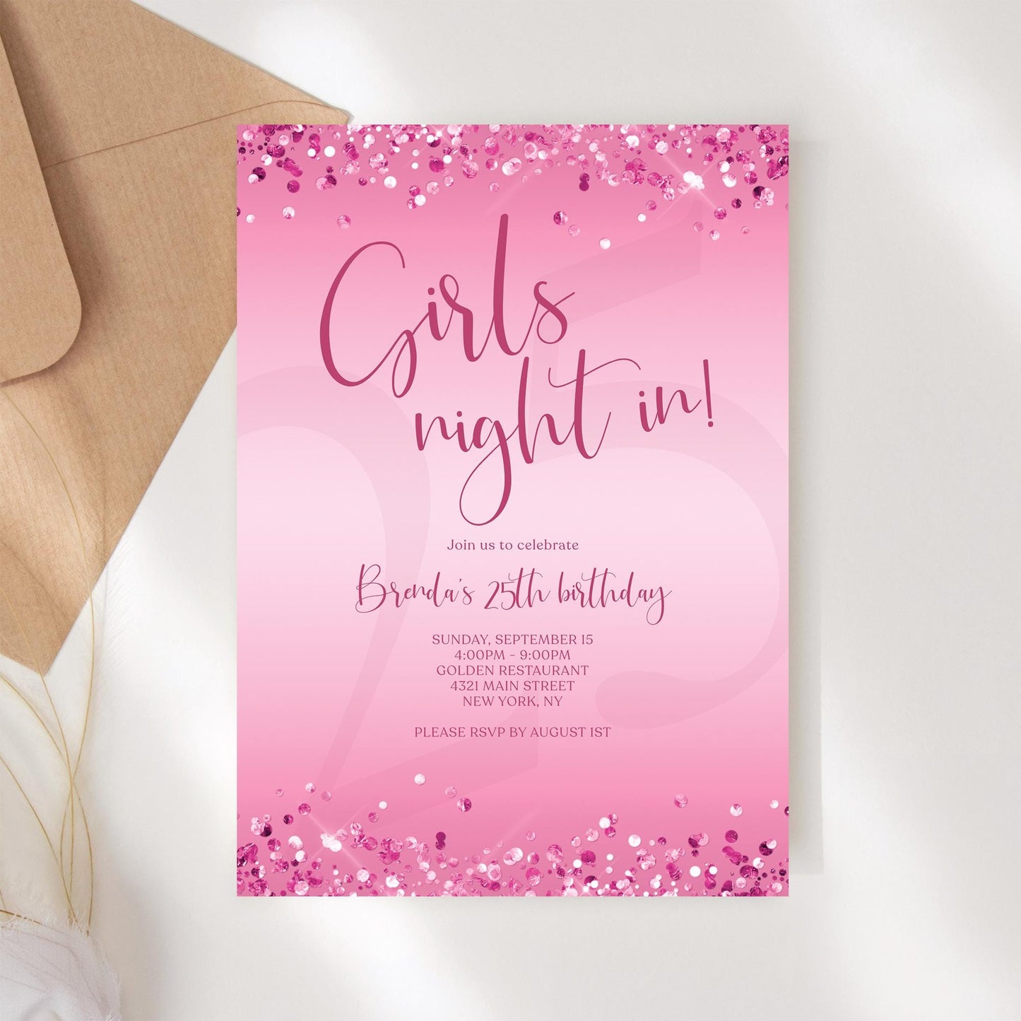 Pink Girls Night Invitation Template | Editable Pamper Party Invite