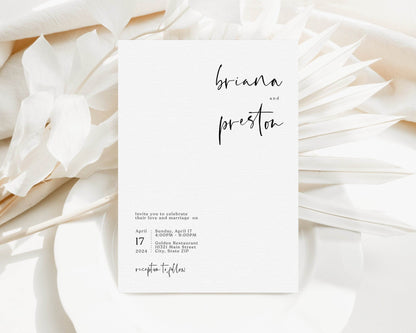 Printable Minimalist Wedding Invitation Template – Editable Simple Modern Wedding Invite | Clean Digital Template | Instant Download