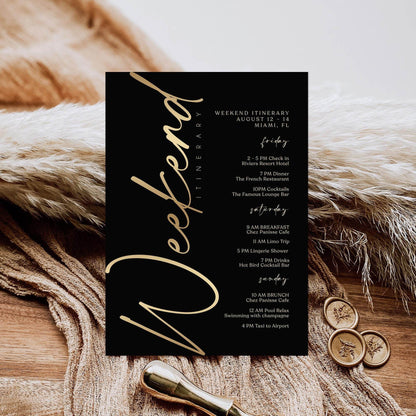 Black Gold Weekend Itinerary Template, Editable Birthday or Bachelorette Schedule, Printable Weekend Event Planner, Instant Download