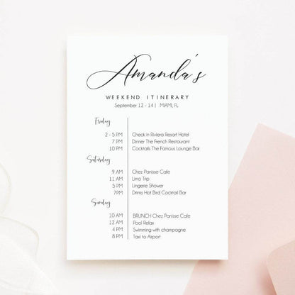 Printable Bachelorette Weekend Itinerary Invitation – Editable Hens Party & Birthday Weekend Schedule | Modern DIY Digital Template | Instant Download