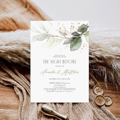 The Night Before Rehearsal Dinner Invitation | Greenery Wedding Rehearsal Template | Editable Digital Invite | Text Message or Email Evite